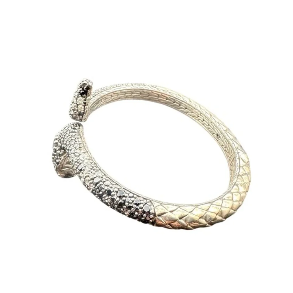 John Hardy Legends Cobra Snake Cuff Black 925 Sterling Silver Cuff Bracelet